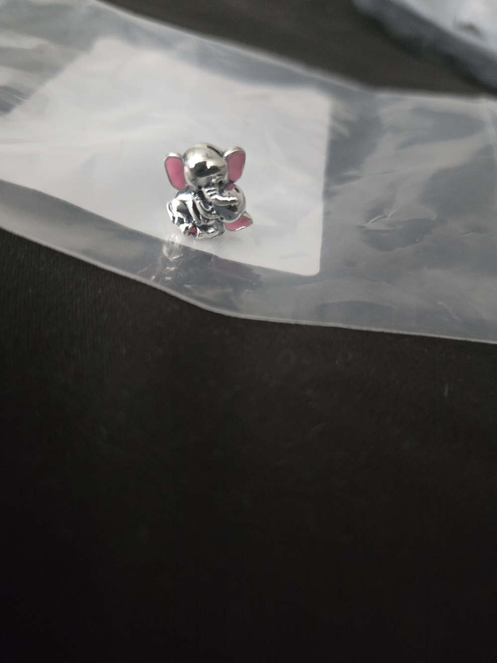 Silver Elephant Charm with Pink Accents - Kids Accessories